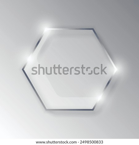 Glass hexagon frame icon in flat style. Mirror panel vector illustration on isolated background. Border plate sign business concept.