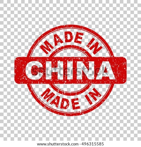 Made in China red stamp. Vector illustration on isolated background