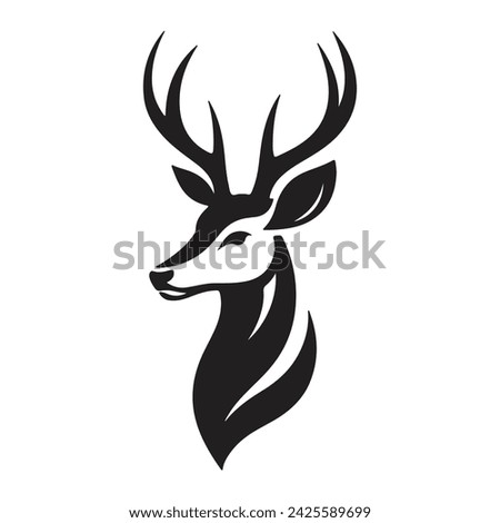 Buck Deer Logo, Simple Vector of Buck Deer, Great for your Hunting Logo, Deer Logo  Isolated on white background