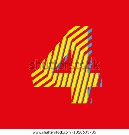 number 4 four, fraction with yellow texture effect for advertising in shopping centers, editorial design and printed media, decorative background