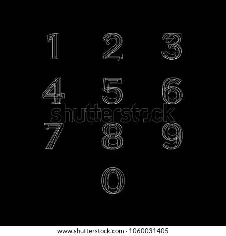 deformed digits from 0 to 9 editable vector, modern style with effect of alteration and superposition of elements