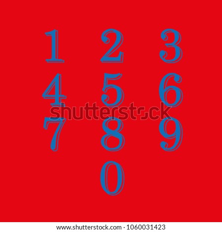 digits from 0 to 9 editable vector, classic style with shadow effect from lines