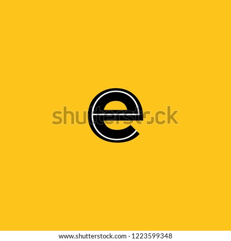 lower case letter e icon with skeleton structure construction simplified yellow background