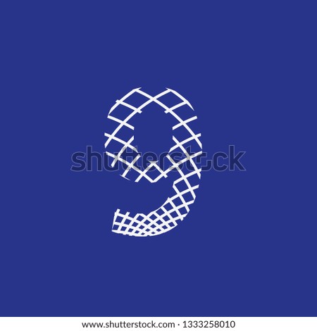 symbol number 9 nine with grid texture vector