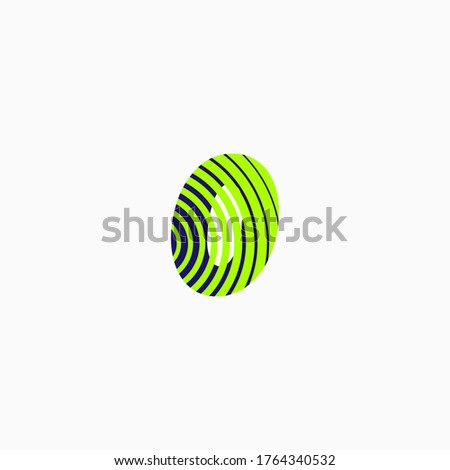 number zero (0) in green and blue color on curved lines, editable vector