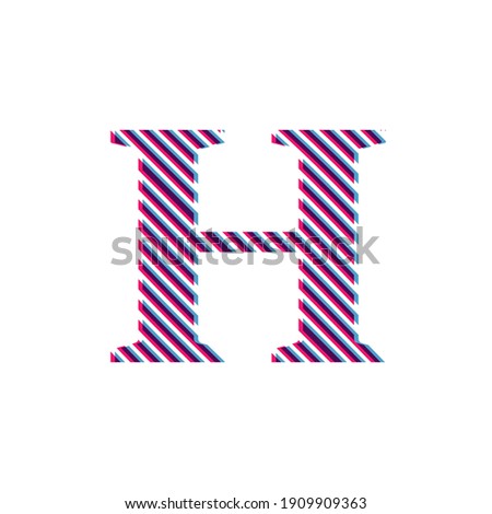 Capital letter H, letter in purple embroidered fabric  Imagine de stoc © 