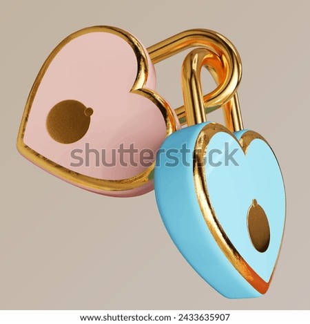 valentine heart lock 3d vector gold