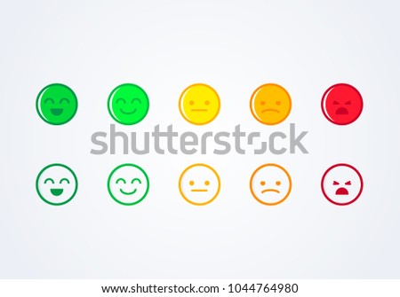 vector illustration user experience feedback concept different mood smiley emoticons emoji icon positive, neutral and negative. 