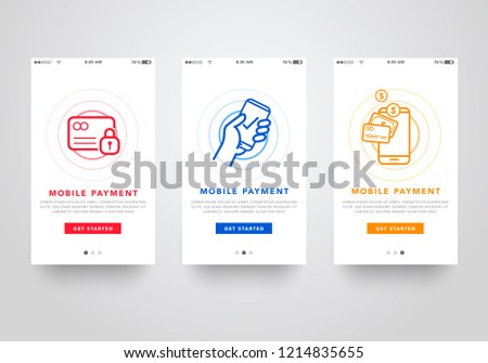 Vector illustration Financial analytics, digital financial services. Set of App Smart Phone Screen with a mobile interface of the payment system, money transfers and financial transactions.