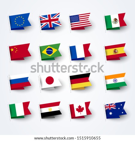 Vector Illustration Different Flags of the World Set.