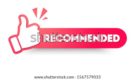 Vector Illustration Recommended Label With Thumbs up. Modern Web Banner Element 商業照片 © 