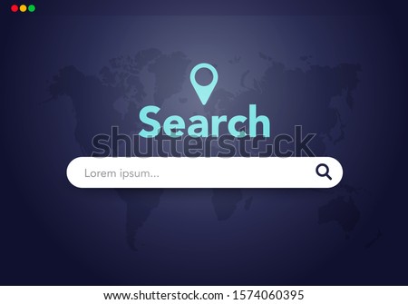 Vector Illustration Modern Dark Browser Window With Search Field