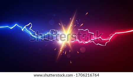 Vector Illustration Abstract Electric Lightning. Concept For Battle, Confrontation Or Fight Foto stock © 