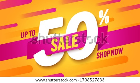 Vector Illustration 50 Percent Off Sale Banner. Modern And Dynamic Look.