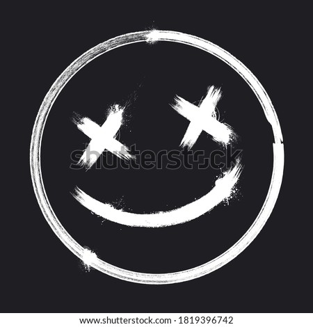 vector Illustration Scary Grunge Smile Face. Halloween Sticker.