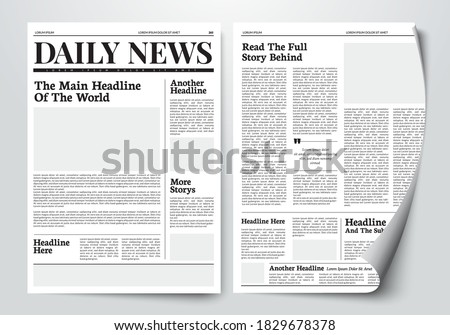 Vector Illustration Daily News Paper Template With Text And Picture Placeholder.