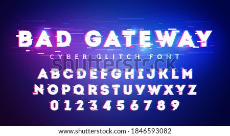 Vector Illustration Future Glitch Cyber Font. High Technology Typography.