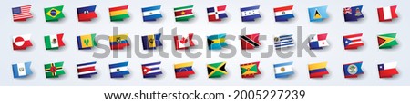 Vector Illustration Giant Flag Set Of South And North America Stock fotó © 