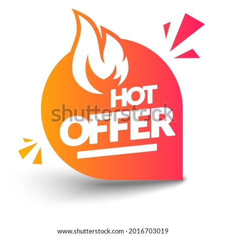 Vector Illustration Illustration Hot Offer Label With Flame