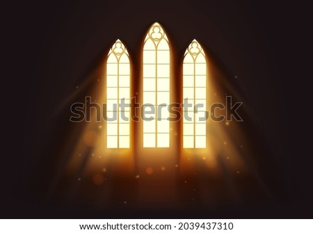 Vector Illustration Light Flows Into Church Window 
