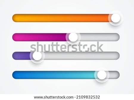 Vector Illustration Colorful UI Switch Slider Or Loading Bar Set