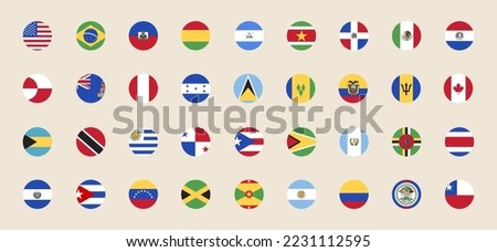 North And South America Flags In Flat Style