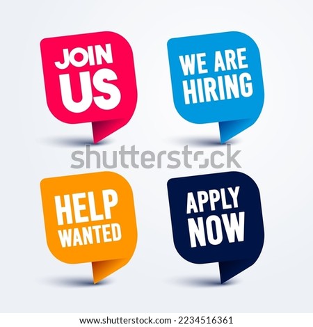 We Are Hiring And Help Wanted Label Set