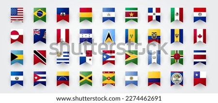 North And South America Ribbon Flag Set
