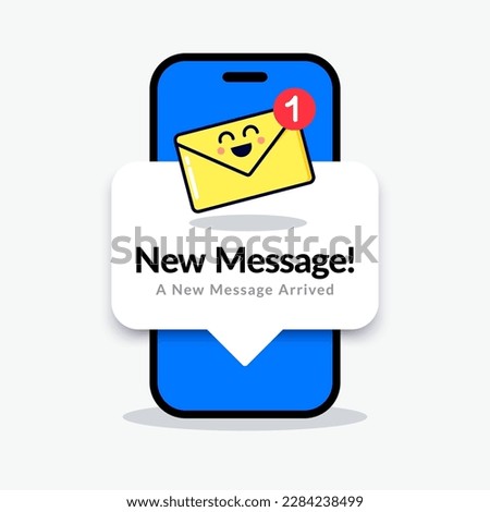 Smartphone With Pop Up And New Message Icon