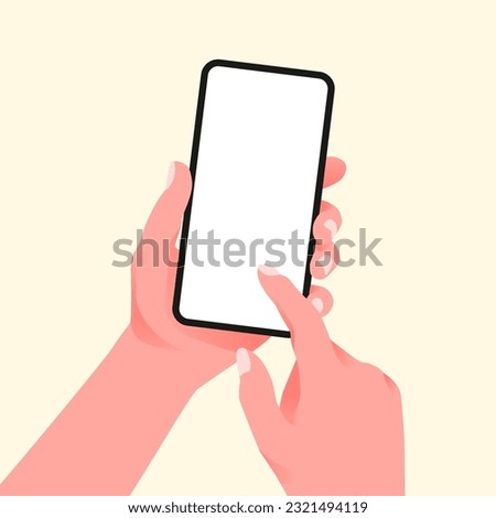 Hand Hold, Touch Or Use Smartphone  Mock Up With Copy Space