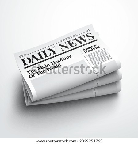 Stack Of Folded Newspaper With Headline And Copy Space