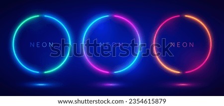 Set Of Futuristic Duo Colored Neon Rings