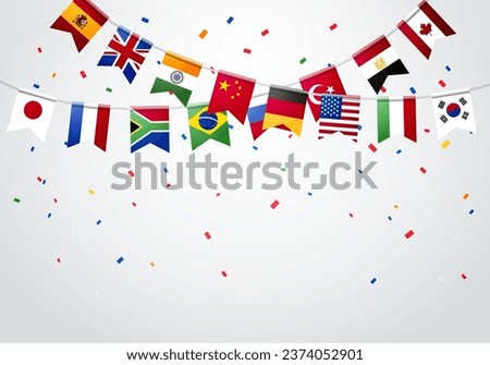 Party Garland With Flags Of The World. Celebration Concept.