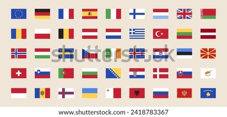 Giant Europe Flag Set With European Flag In Flat Style 