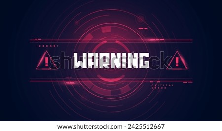 Futuristic Warning HUD Interface With Alert Signs