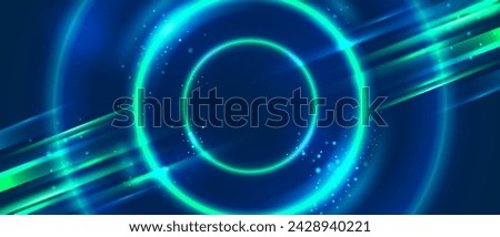 Green Neon Light Energy Ring Background