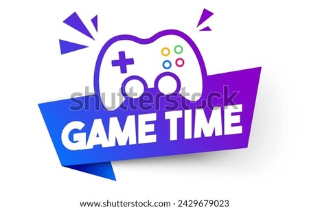 Colorful Label With Joypad Icon And Text Game Time