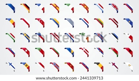 Europe Flag Banner Or Ribbon Corner Set