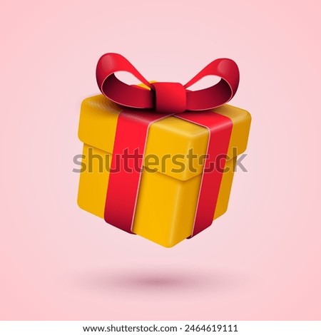 Yellow Package Or Gift With Red Ribbon Illustration