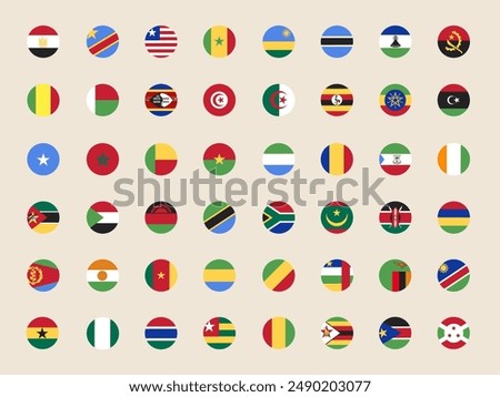 Africa Flag Set. Flat Style African Symbols