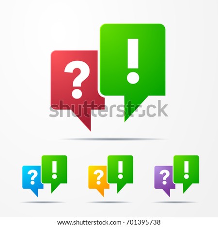 2 speech bubbles with question answer mark red/green faq