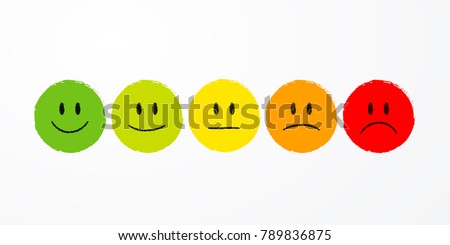 vector illustration user experience feedback concept different mood smiley emoticons emoji icon positive, neutral and negative. 