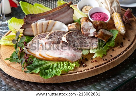 Cold meat catering platter with cold cuts of meat