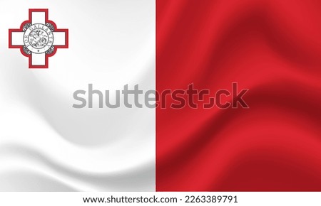 Malta flag. Symbol of Malta. Vector flag illustration. Colors and proportion correctly. Malta background. Malta banner. Symbol, icon.
