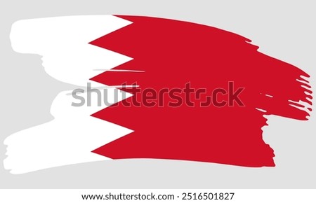 Bahrain flag brush paint texture. Grunge Bahrain flag. Bahrain emblem brush concept