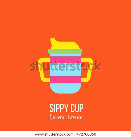 Sippy Cup -Vector illustration in flat style. Isolated on background. For logo, banner, flyer. Element for you design. Baby care item. 