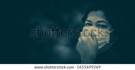 Similar – Image, Stock Photo old woman wearing protective mask holding hands with unrecognizable woman. New normal concept