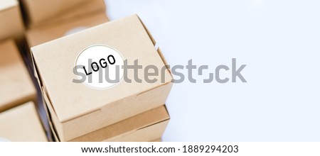Cardboard brown box or Craft package box isolated top view on white background.Online delivery service, Food box delivery for food delivery application.mockup empty box for logo and brand concept