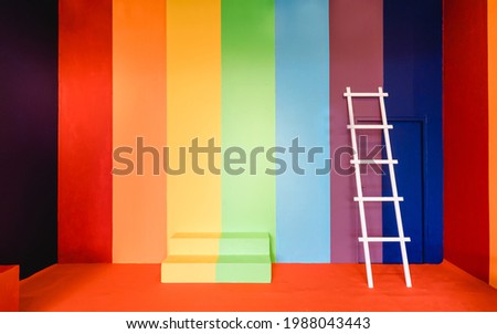 lgbtq flag background for podium product business.Rainbow flag background.New LGBTQ+ Rights Pride Flag.Diverse diversity equality.Background backdrop design support and proud LGBTQ month.gay day.