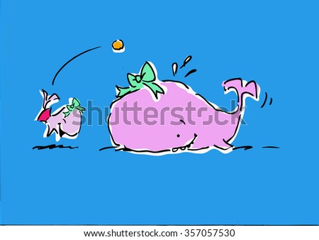 vector cartoon puppy whale and mom
